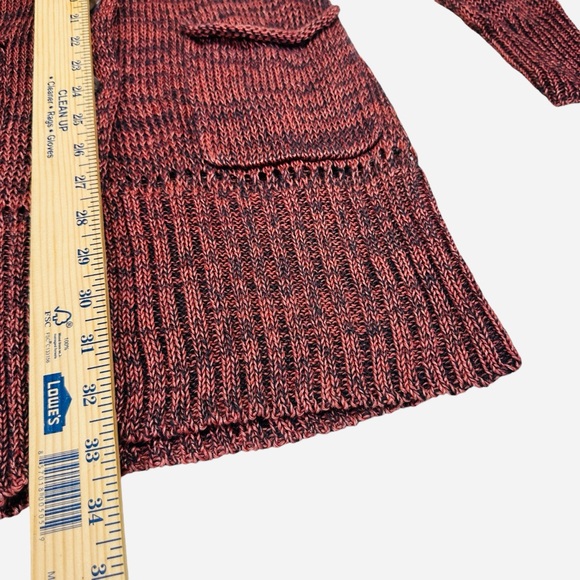 Poetry Linen and Baby Alpaca Blend Long Cardigan in Warm Red Clay Earth Tone - Picture 6 of 9